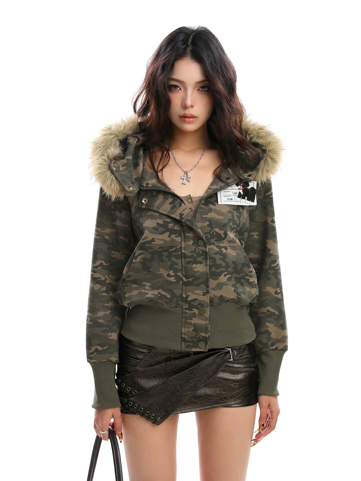 Fur Hood Camouflage Jacket BGS0016