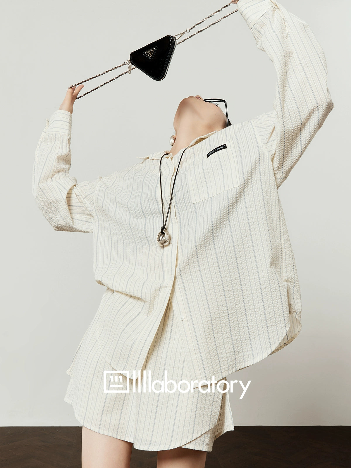 Loose Striped Shirt / Striped Mini Skirt LLA0511