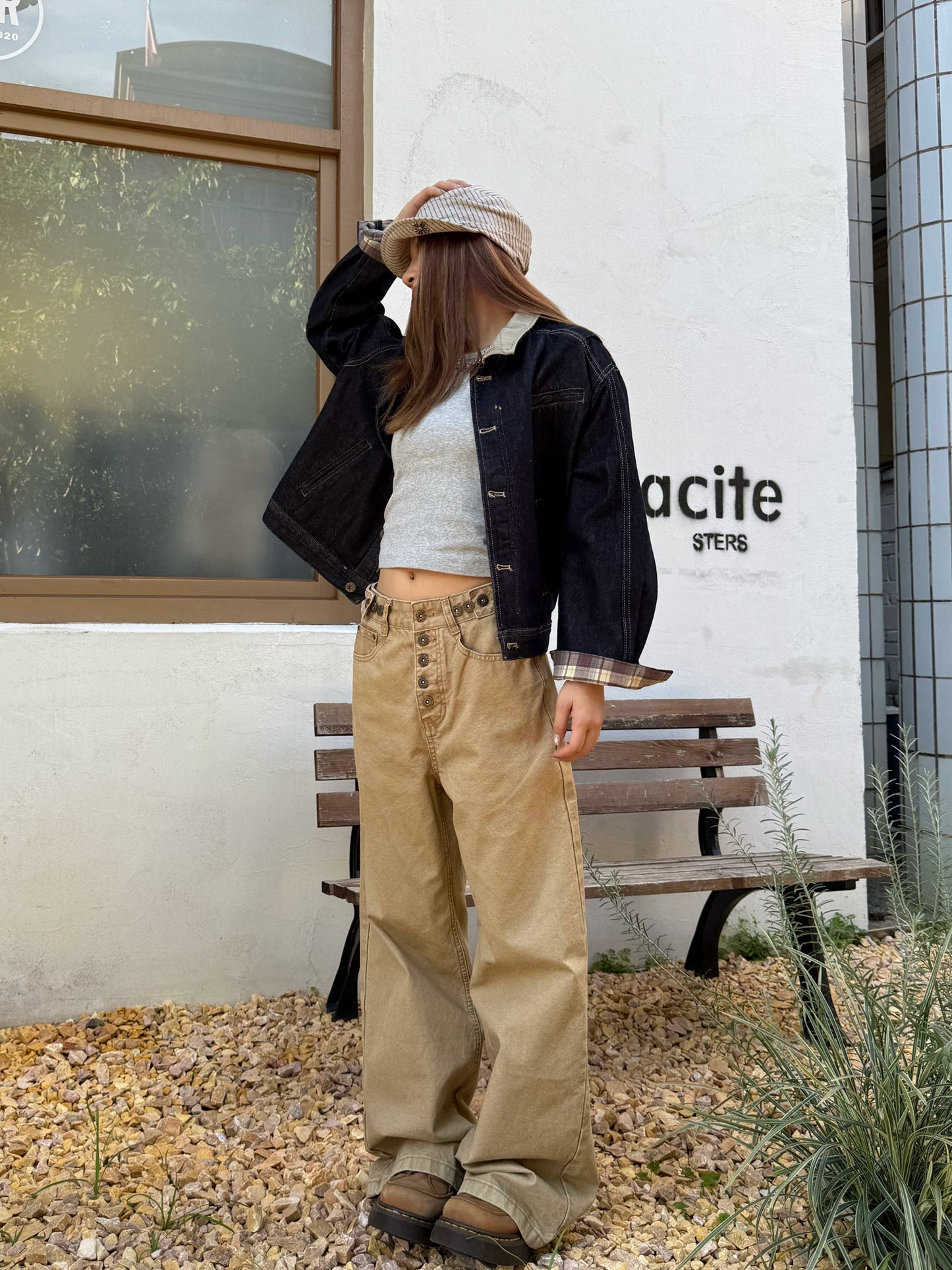 Straight Loose Button Work Pants CYE0019