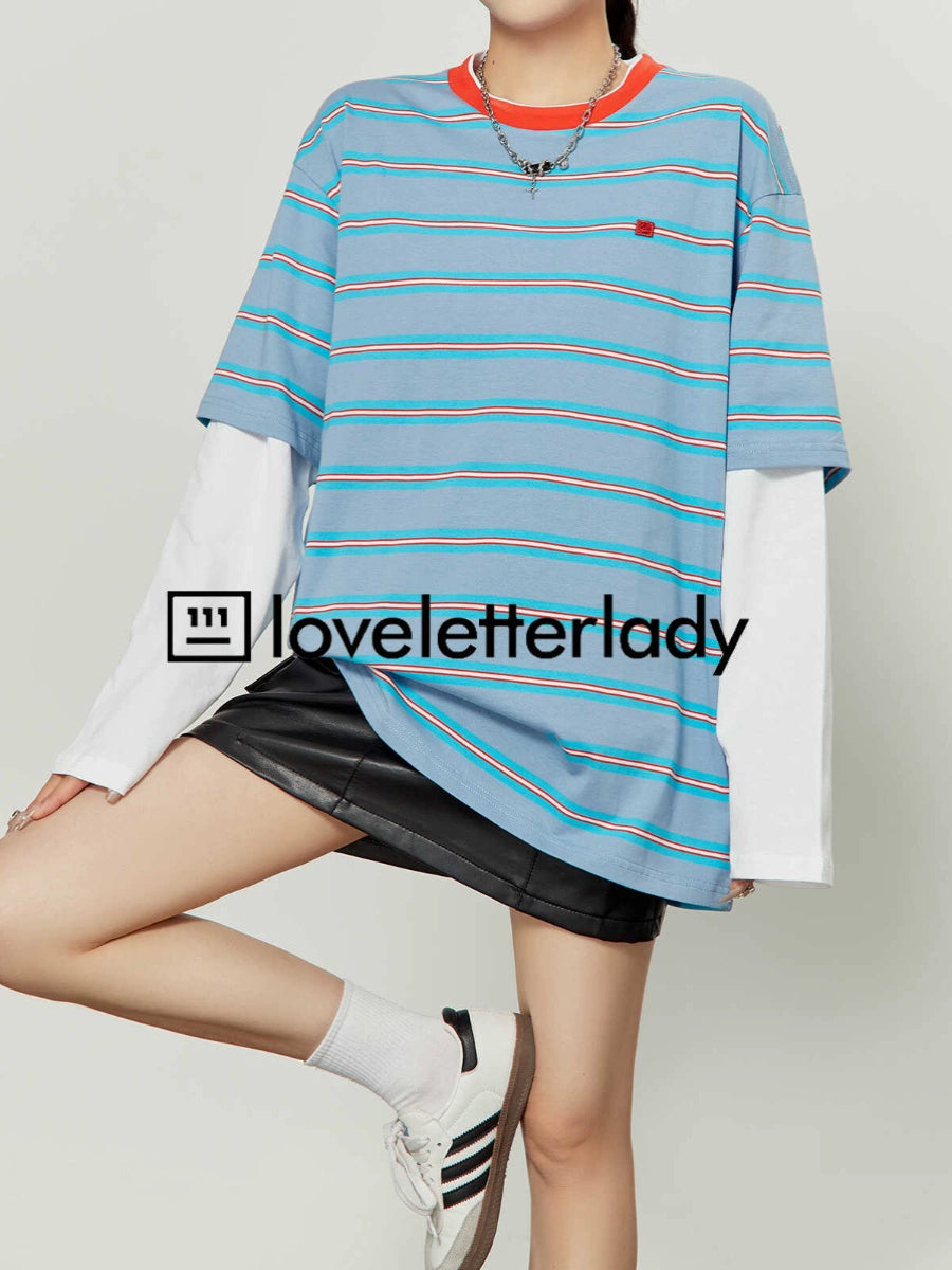 Blue Layered Long Sleeve T-Shirt LLA0304