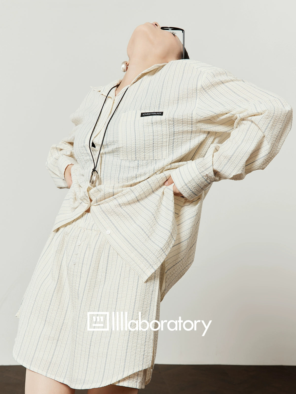 Loose Striped Shirt / Striped Mini Skirt LLA0511