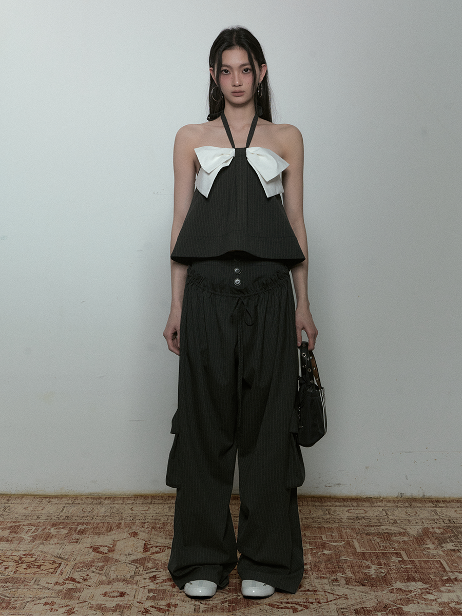 White Ribbon Halterneck Camisole PUC0019