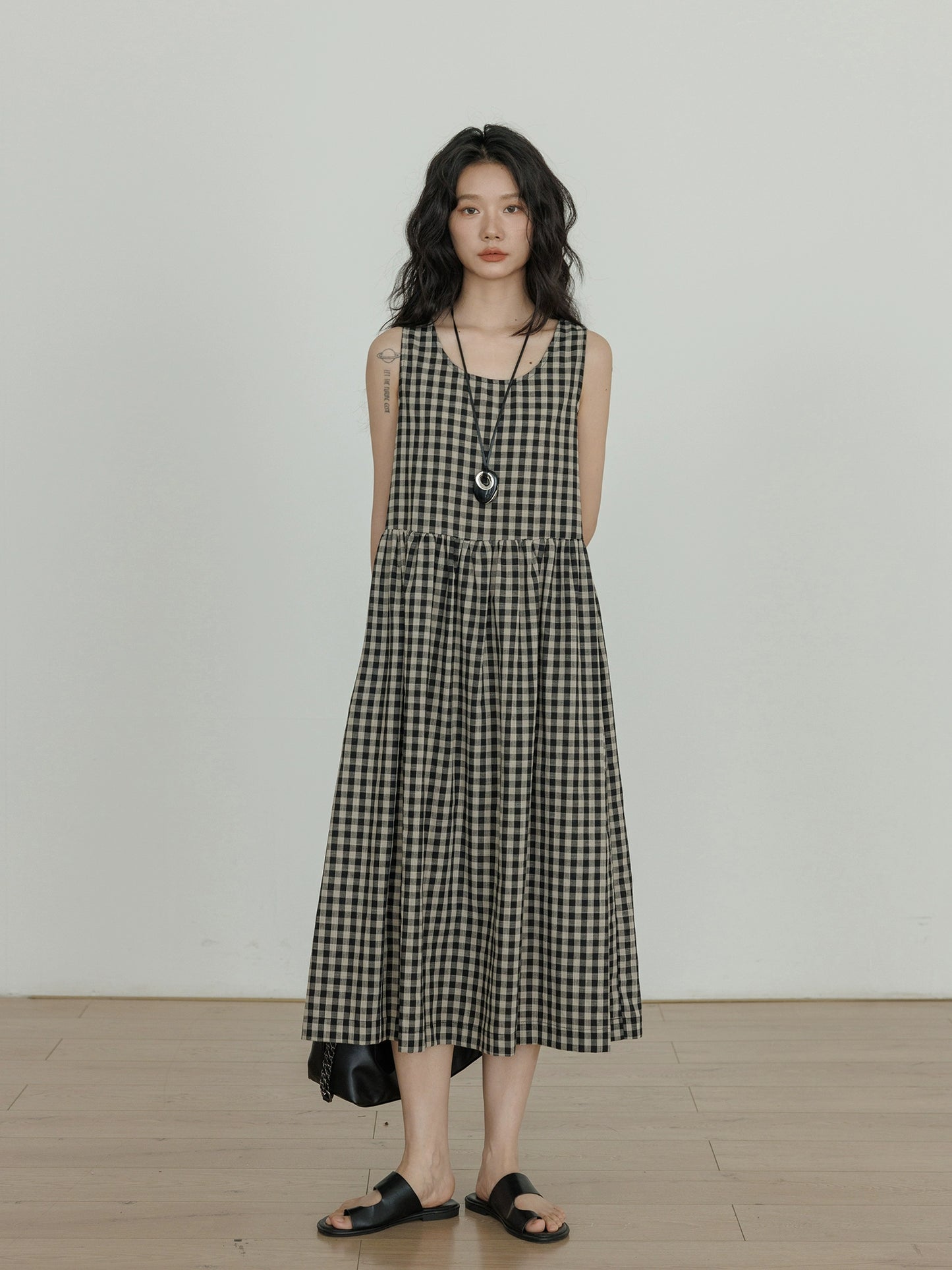 Round Neck Paid Dress VAS0082