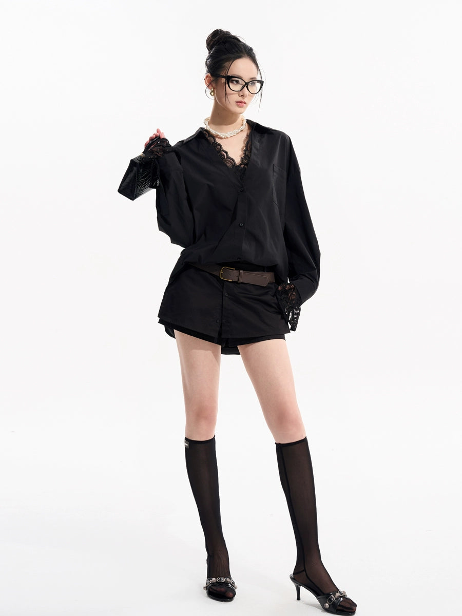 Vintage Lace Two-Piece Shirt / Shirt Skirt TUW0005