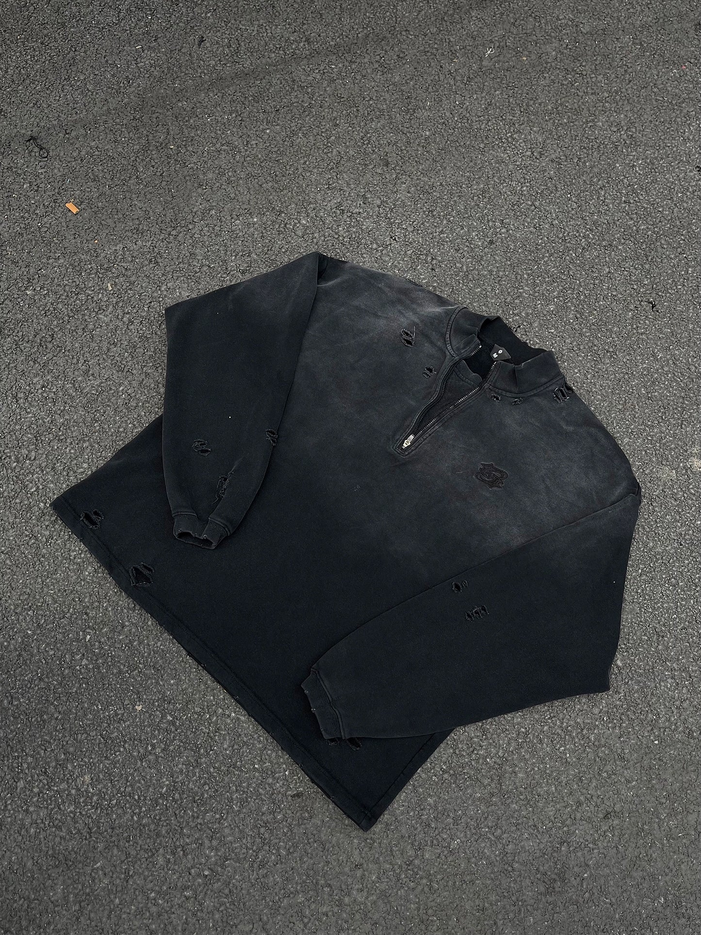 Half Zip Vintage Washed Top FLG0004