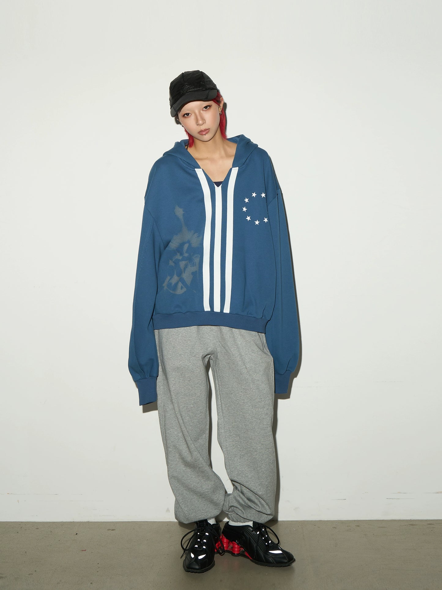 Three Stripes Hood Oversize Top MCY0009