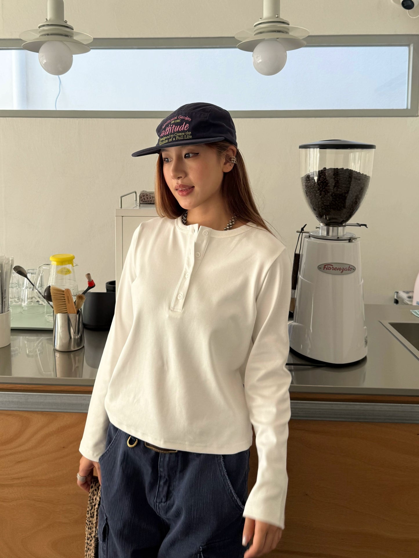 Half-Button Long Sleeve Top CYE0022