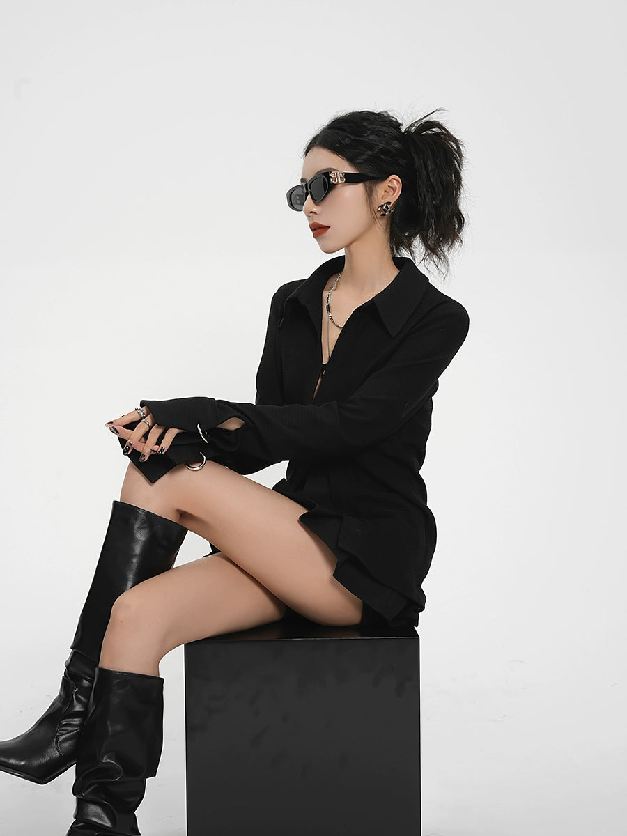 V-Neck Mode Long Sleeve Shirt SRS0294