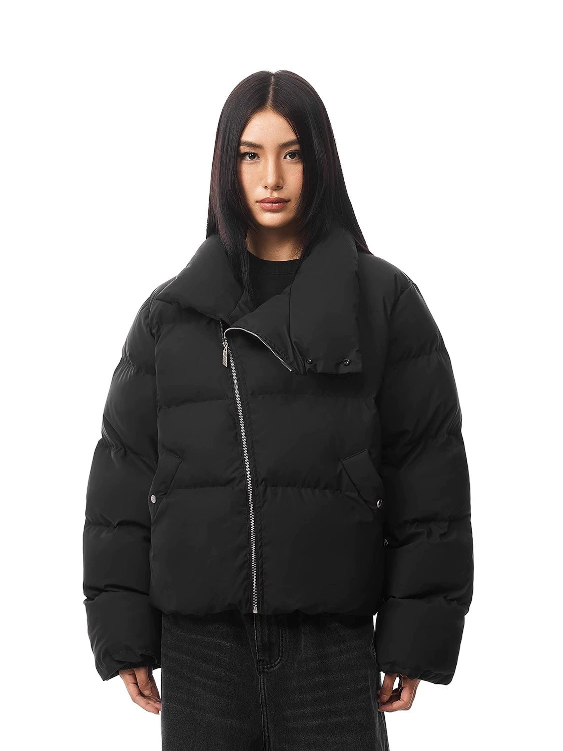 Zipper Stand Collar Short Down Jacket FDR0011