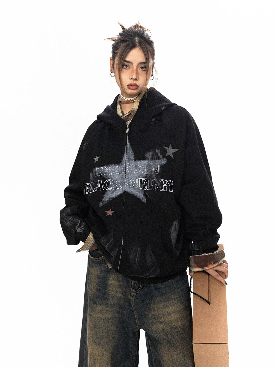 Painted Star Zip Hoodie BLB0009