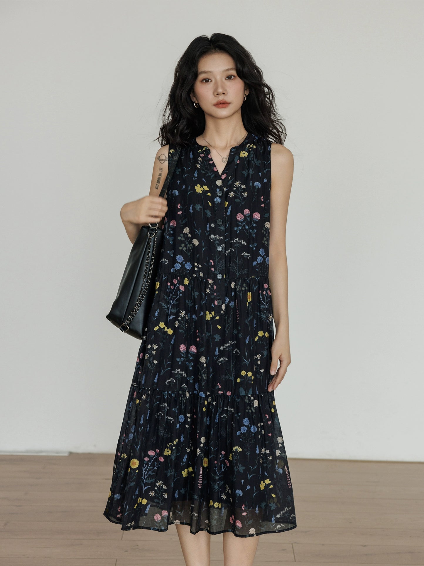 Tiered Flower Long Dress VAS0048