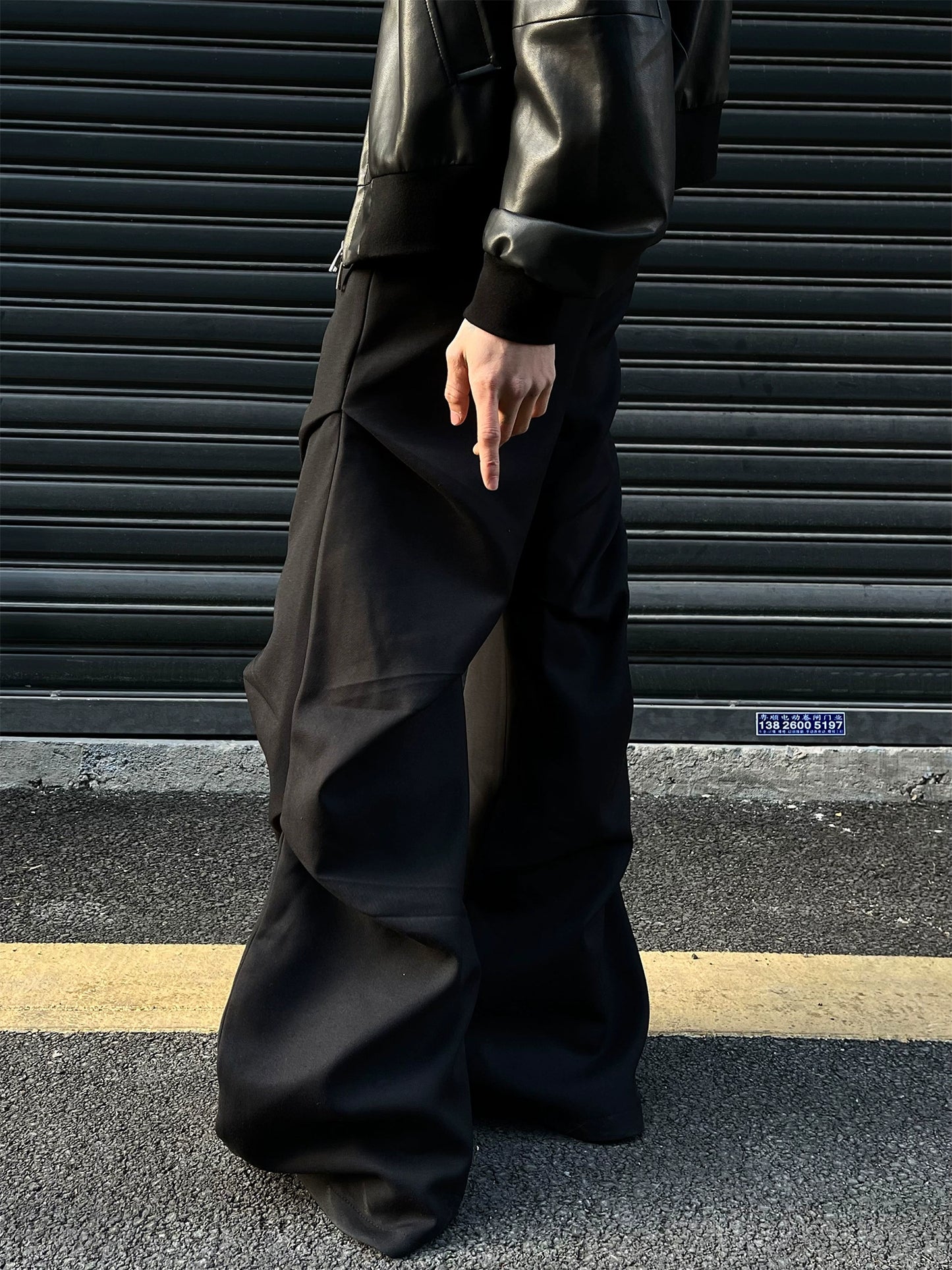 Wide Leg Pleated Casual Pants FLG0005