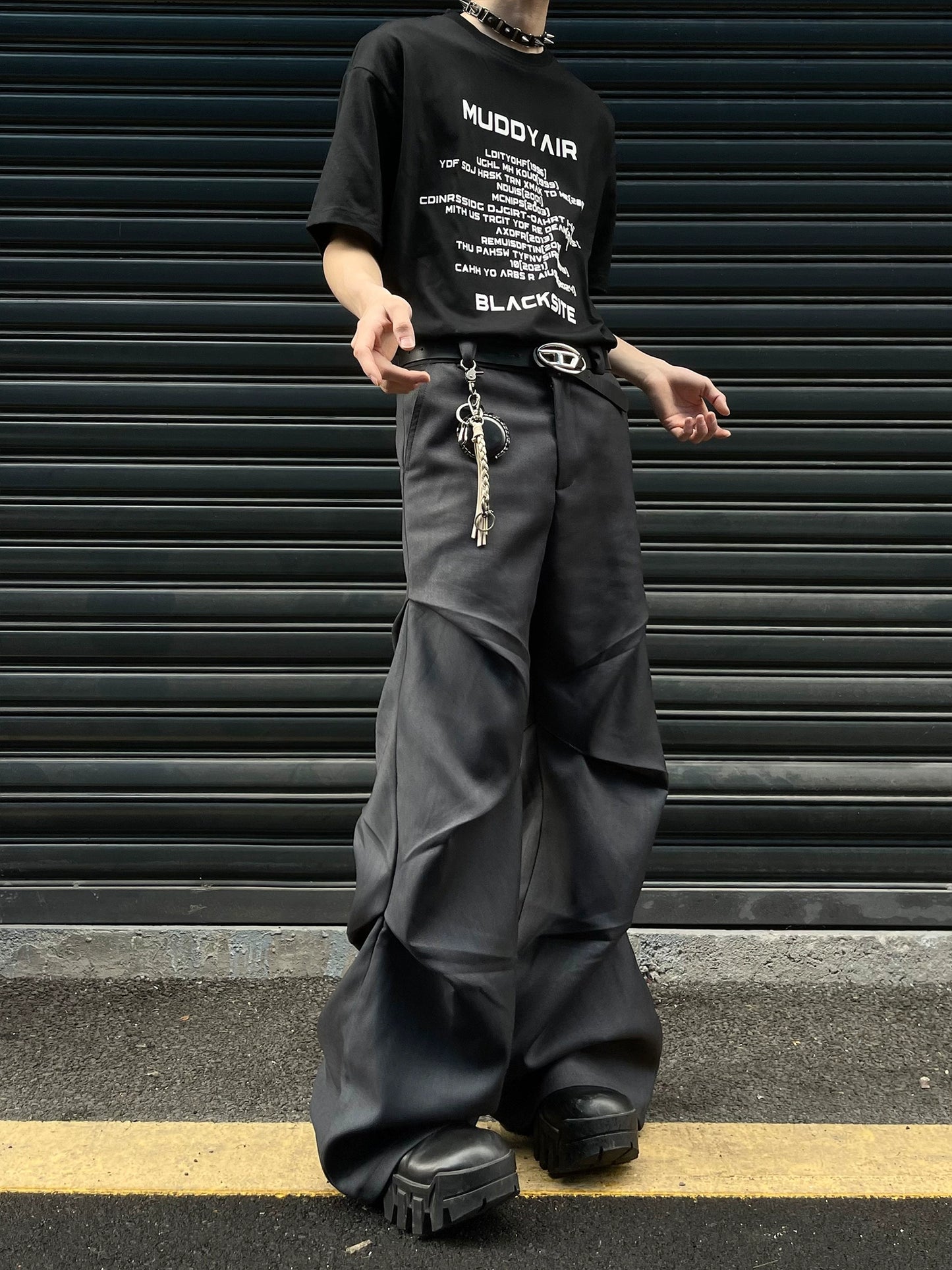 Wide Leg Pleated Casual Pants FLG0005
