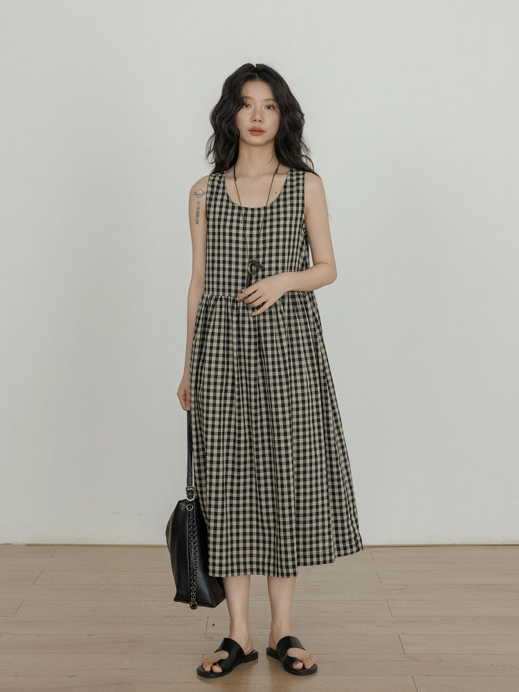 Round Neck Paid Dress VAS0082