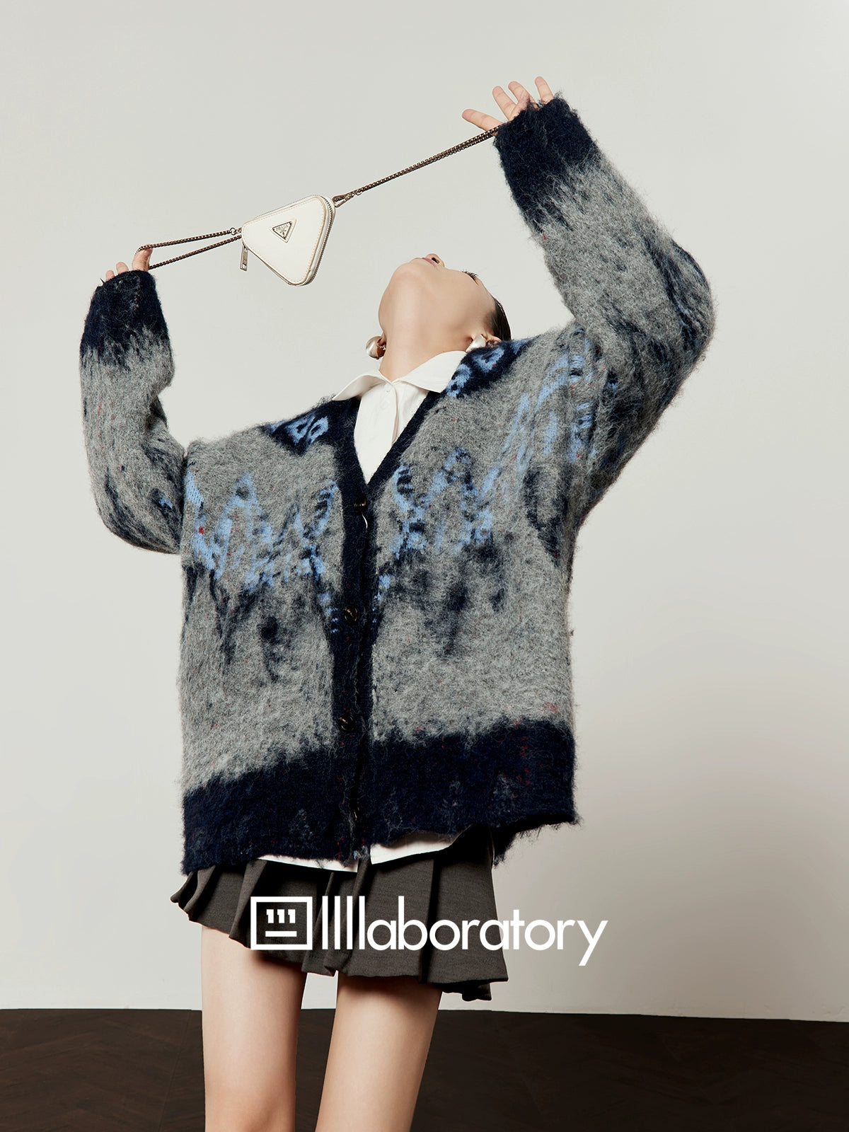 Retro Casual Knit Cardigan / Long Sleeve Shirt / Pleated Skirt LLA0533