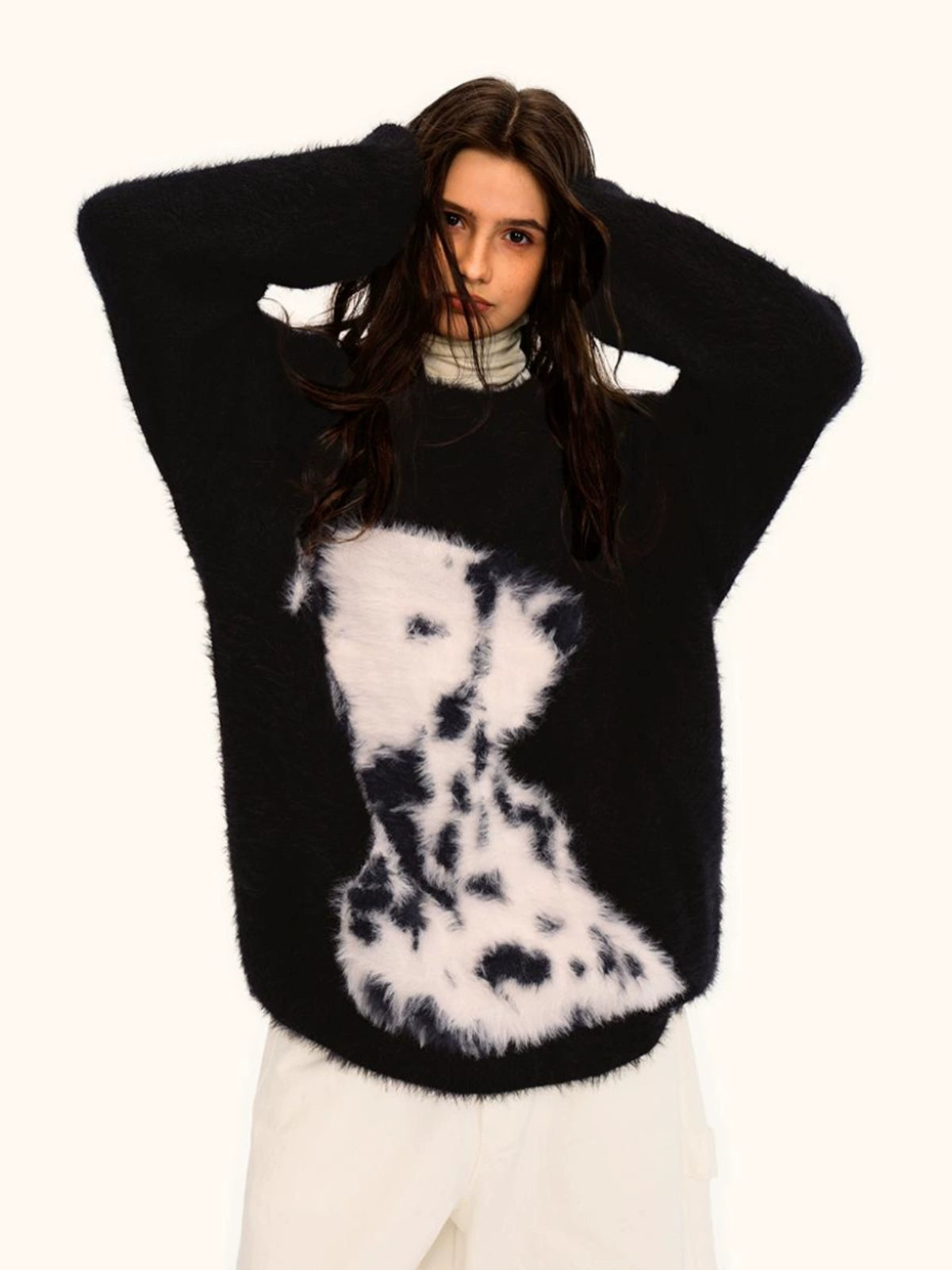 Dalmatian Shaggy Knit Tops ZTS0008