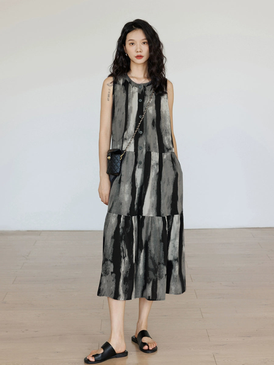 Sleeveless Tiedye Flare Dress VAS0079
