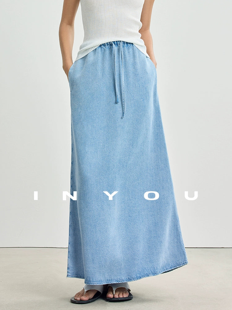 V-Neck Denim Vest / Denim Long Skirt IWY0017