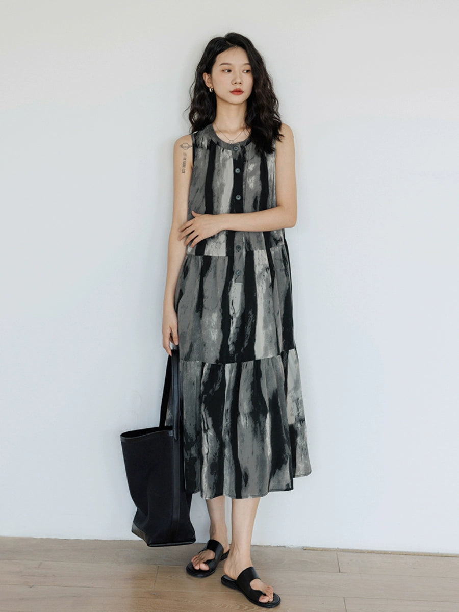 Sleeveless Tiedye Flare Dress VAS0079