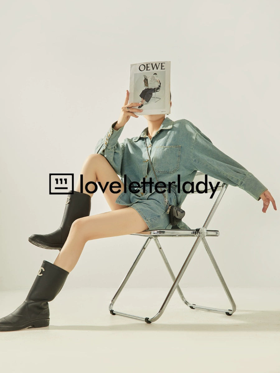 Denim Blue Loose Shirt / Mini Skirt LLA0313