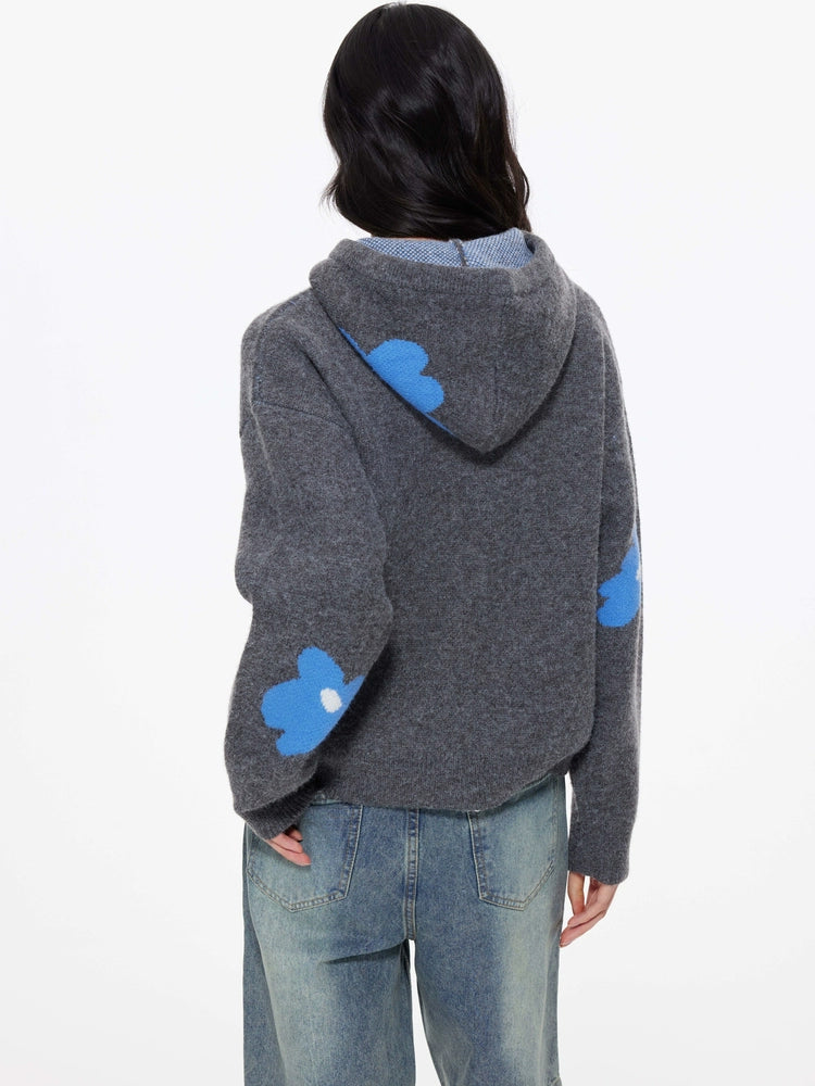 Flower Motif Knit Zip UDS0003