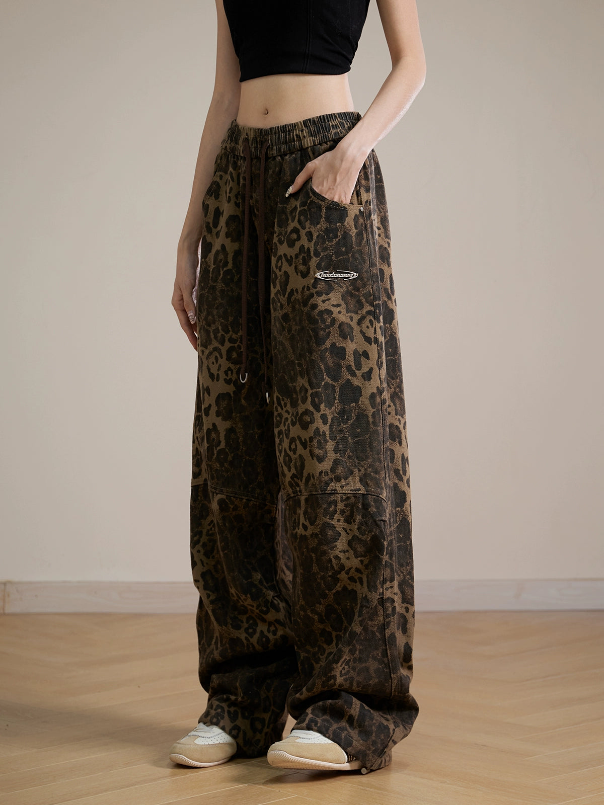 Leopard Print Banding Wide Pants RSM0001