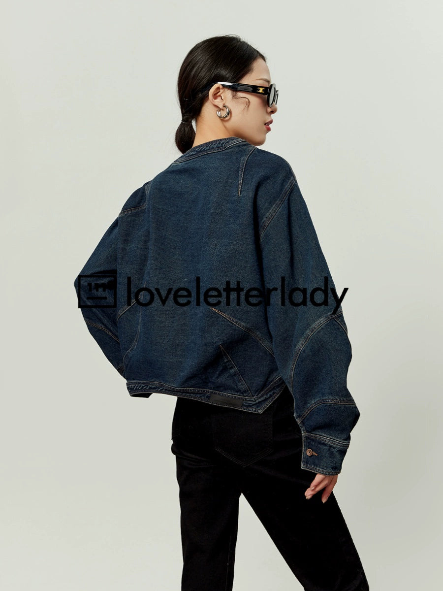 Round Neck Short Denim Jacket LLA0374