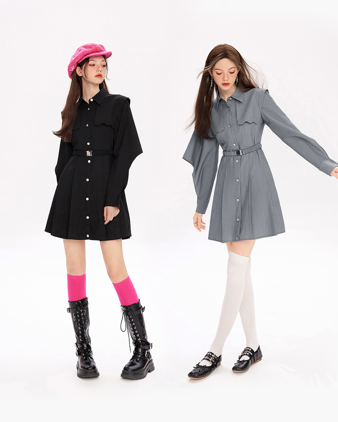 Velvet Shirt Dress MLD0008