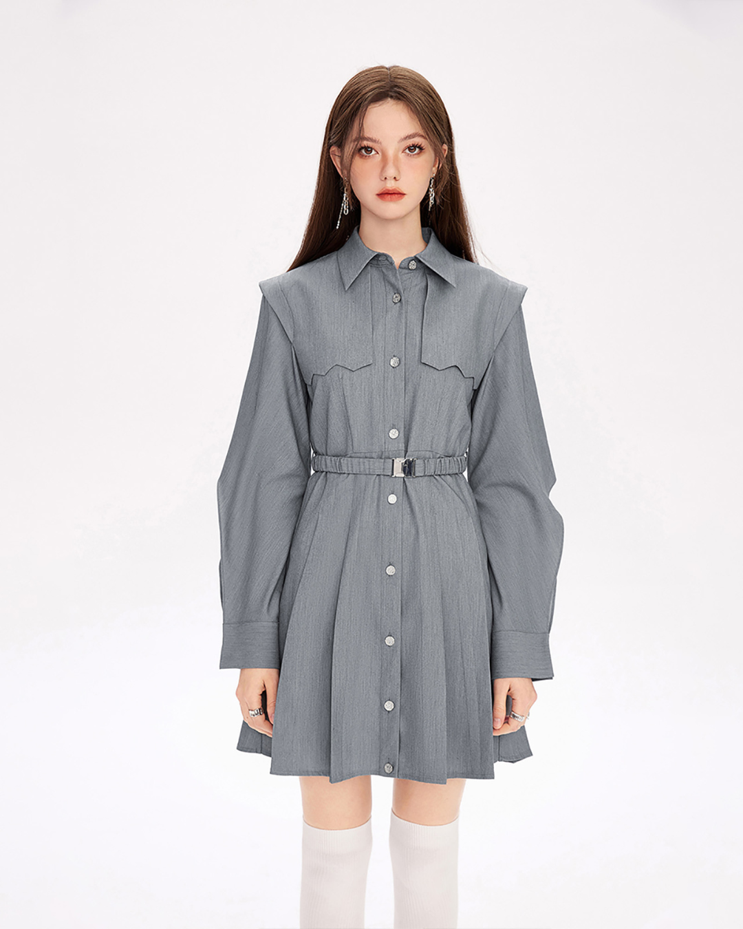 Velvet Shirt Dress MLD0008
