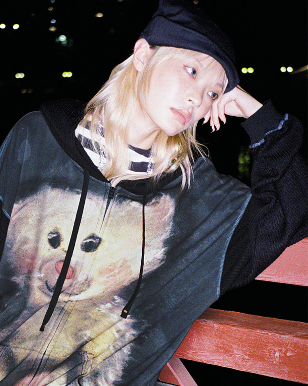 Bear Printed Hoodie CRC0100