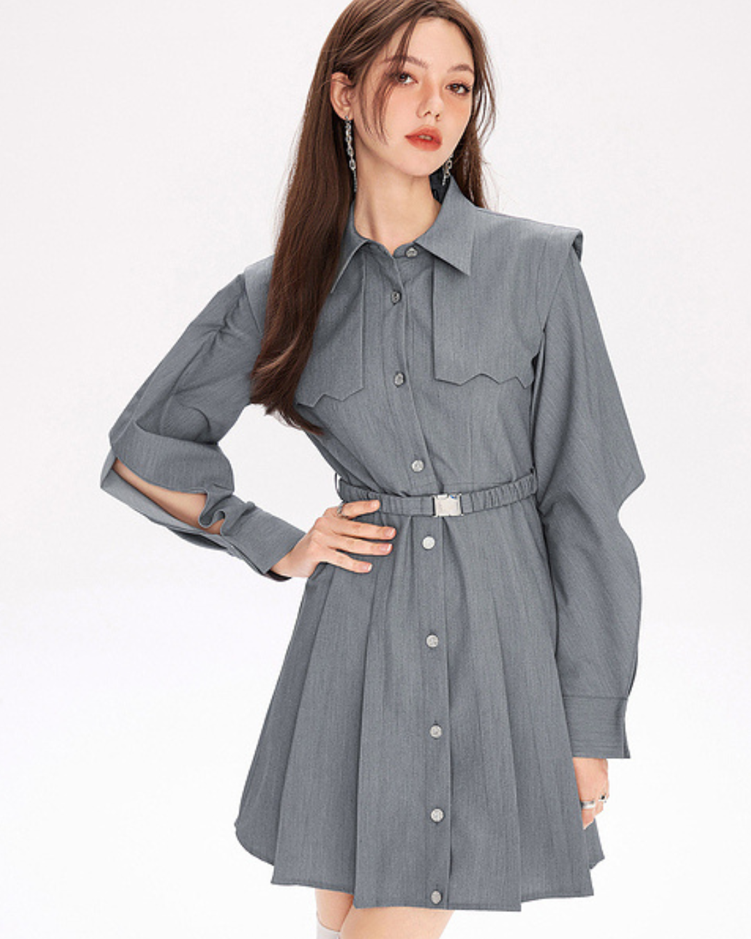 Velvet Shirt Dress MLD0008