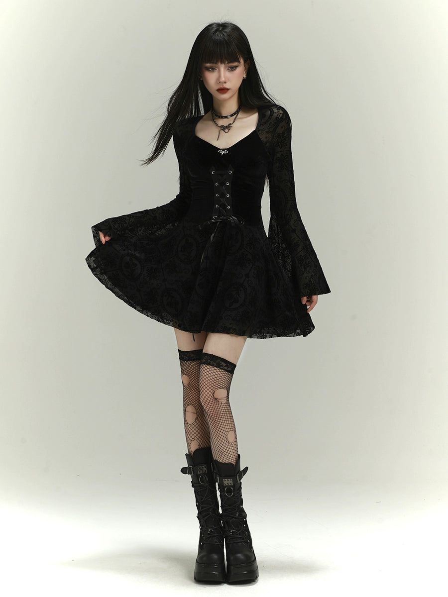 Lace Up Gothic Dress lgh0022 AuroraBoutique Lace Up Gothic Dress lgh0022 AuroraBoutique