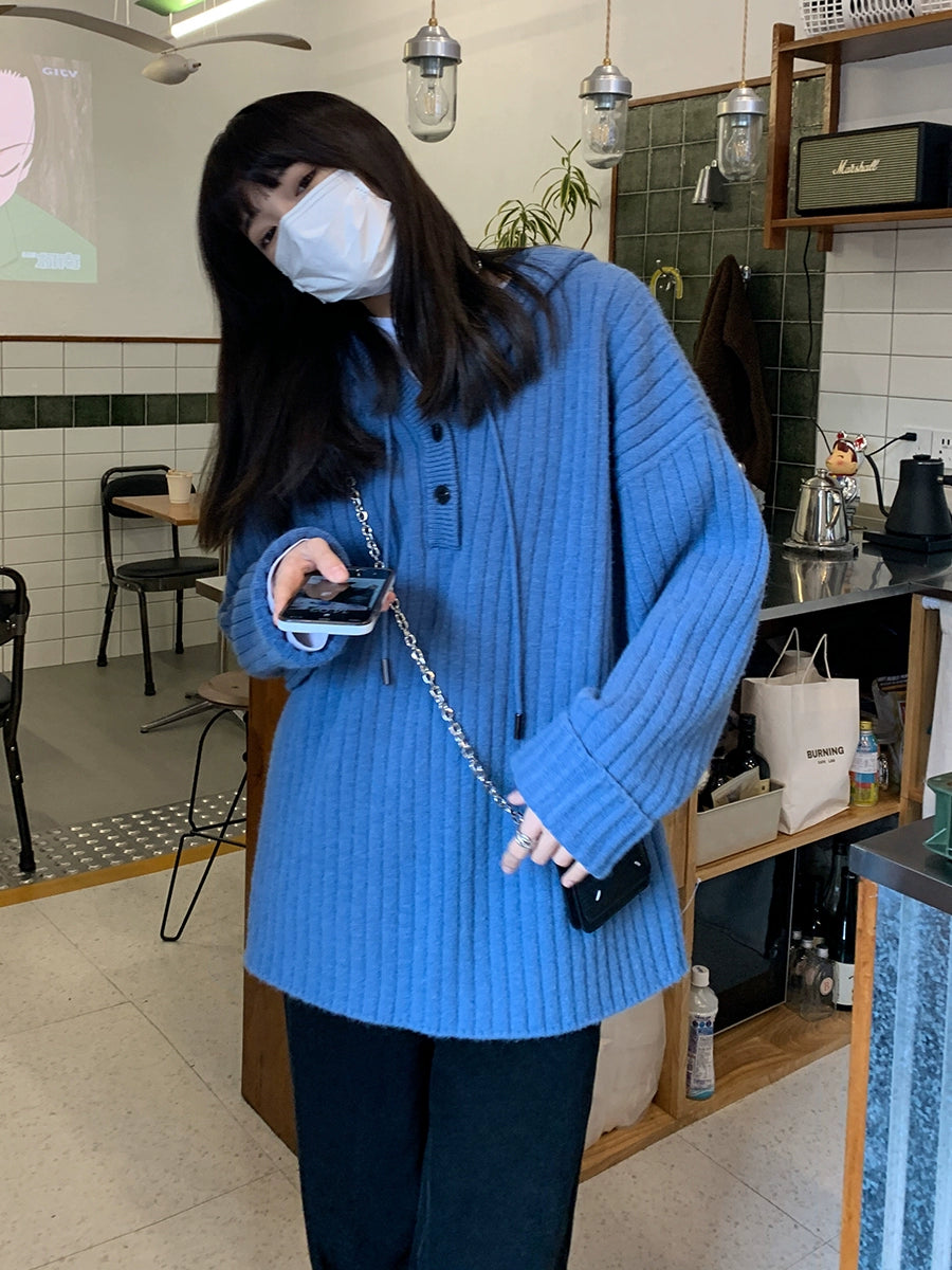 Soft Half Button Knit SXI0002
