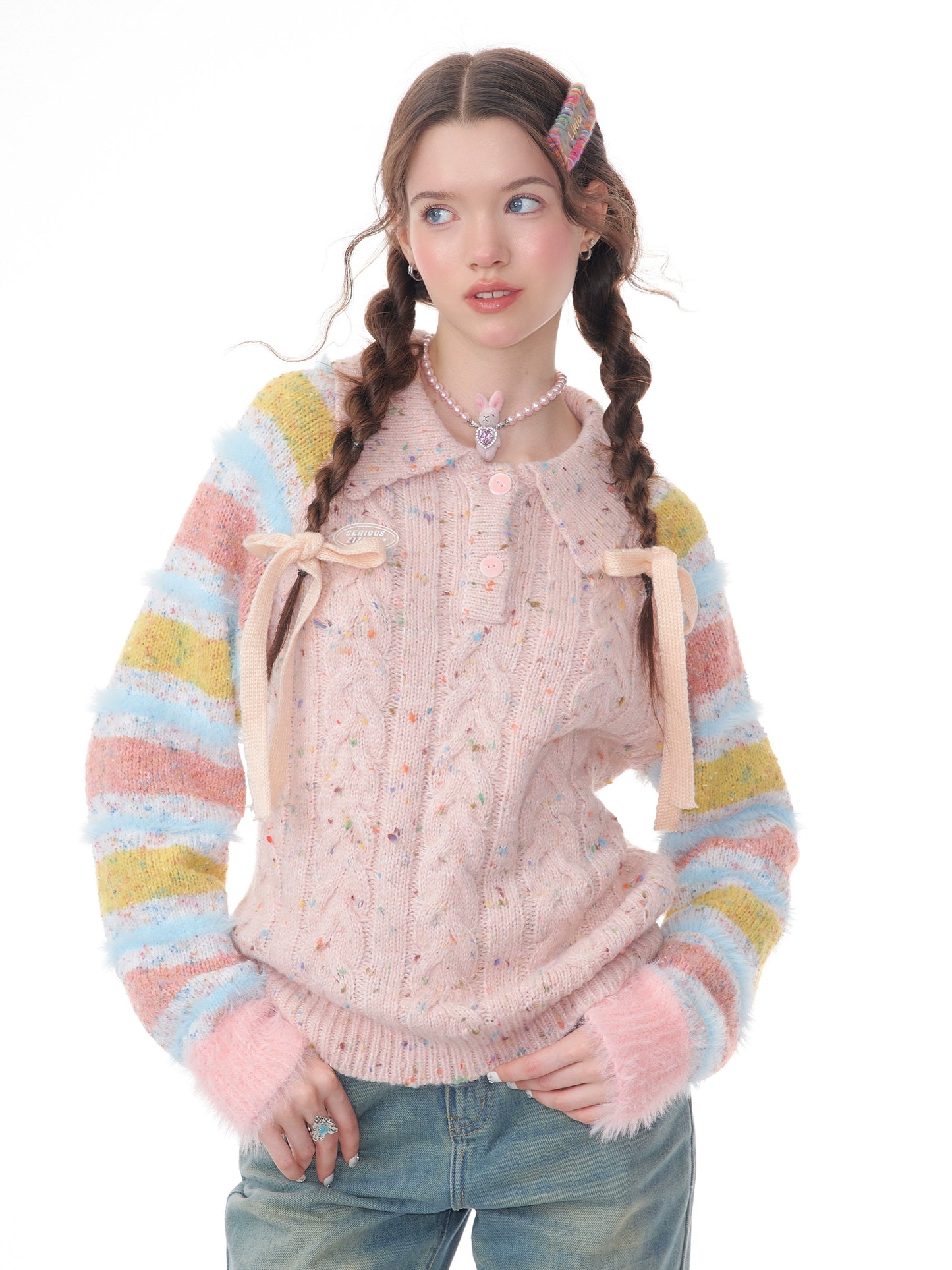 Border Polo Knit Tops ZZF0343