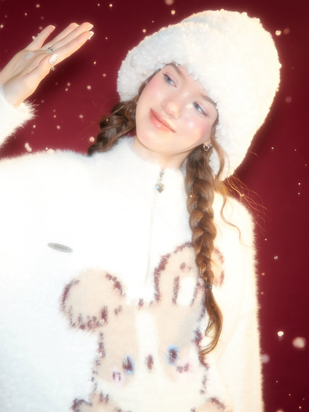 Fluffy Rabbit Half Zip Knit ZZF0336