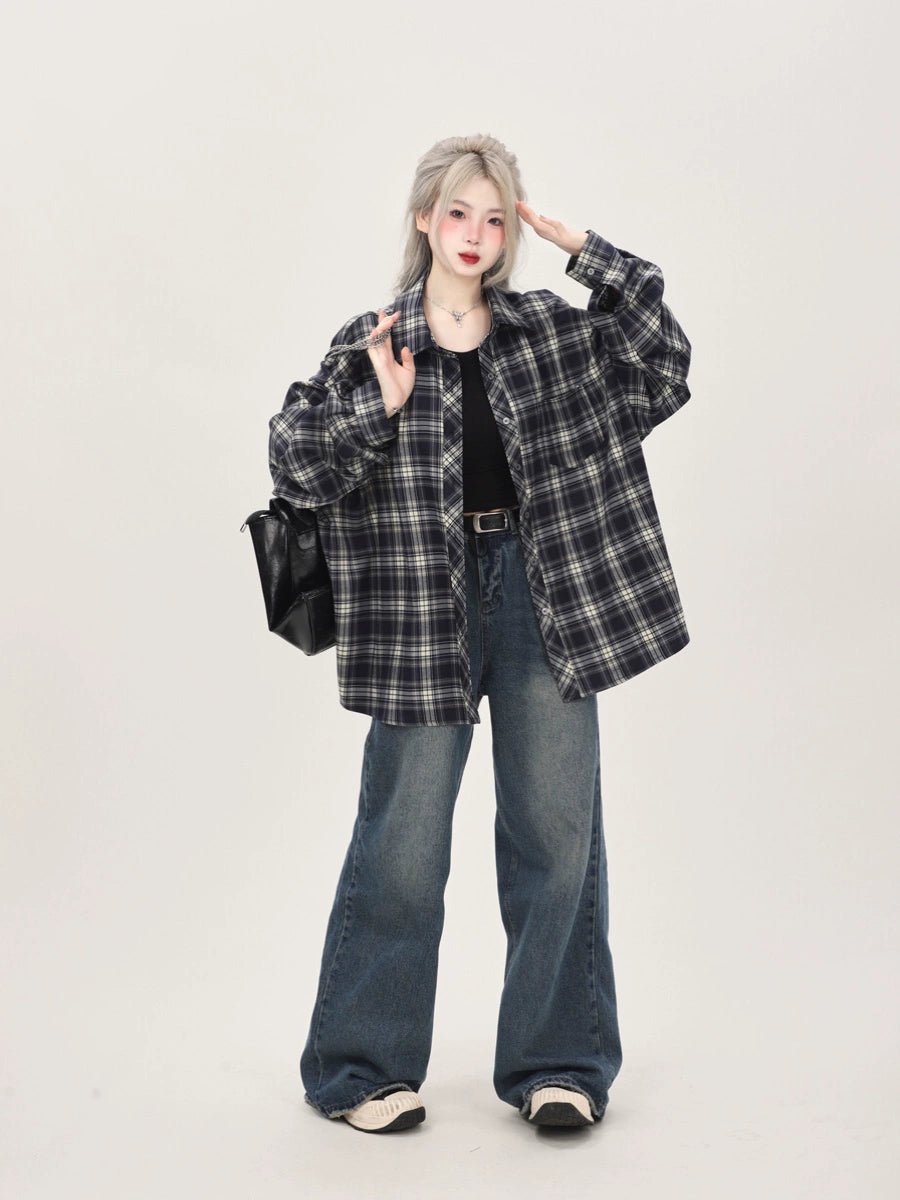 Retro Oversize Plaid Shirt ANS0005