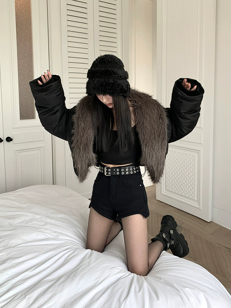 Fur Compact Down Jacket IMC0001 AuroraBoutique