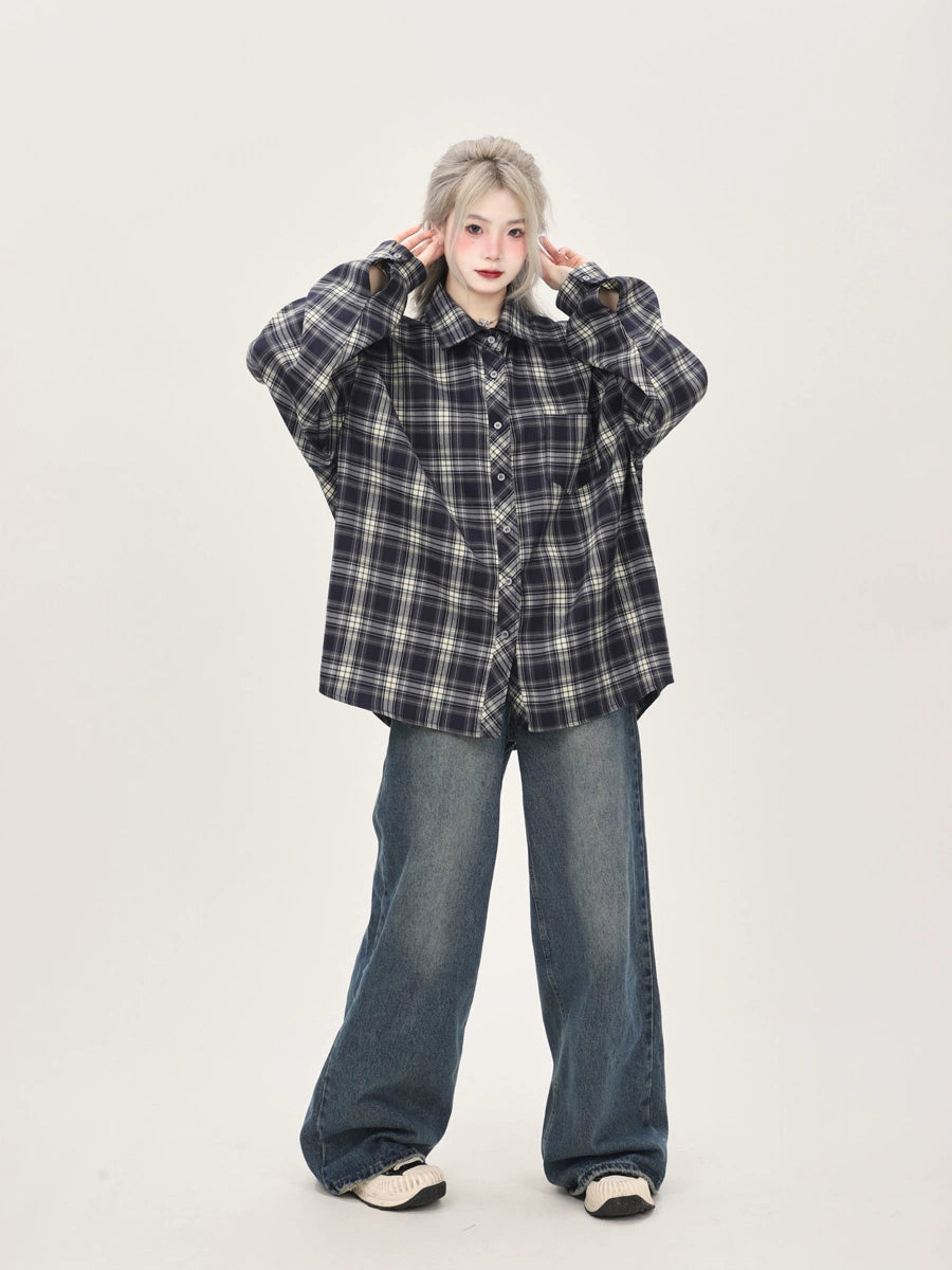 Retro Oversize Plaid Shirt ANS0005