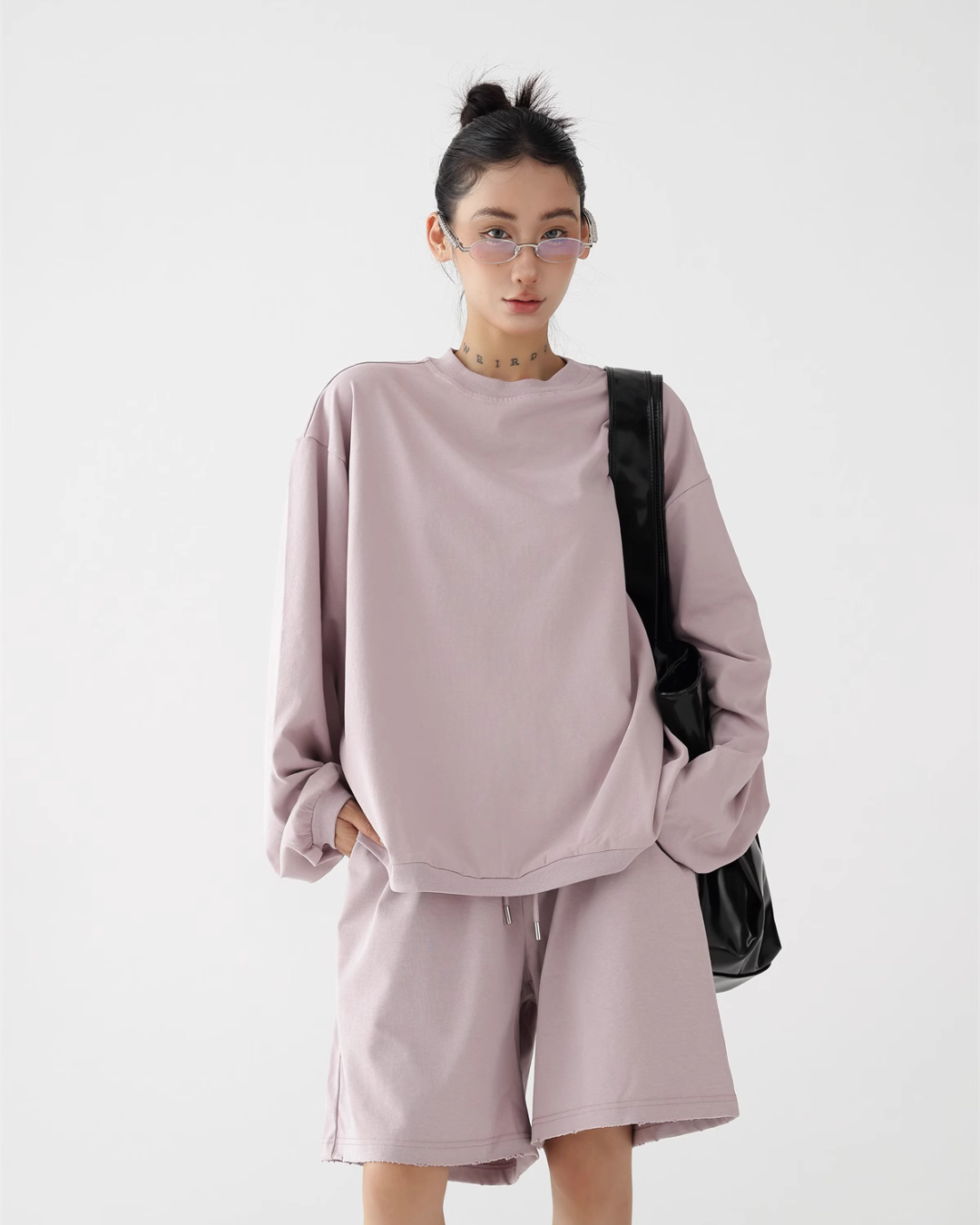 Loose Silhouette Long Sleeve Top / Wide Half Pants ACS0249
