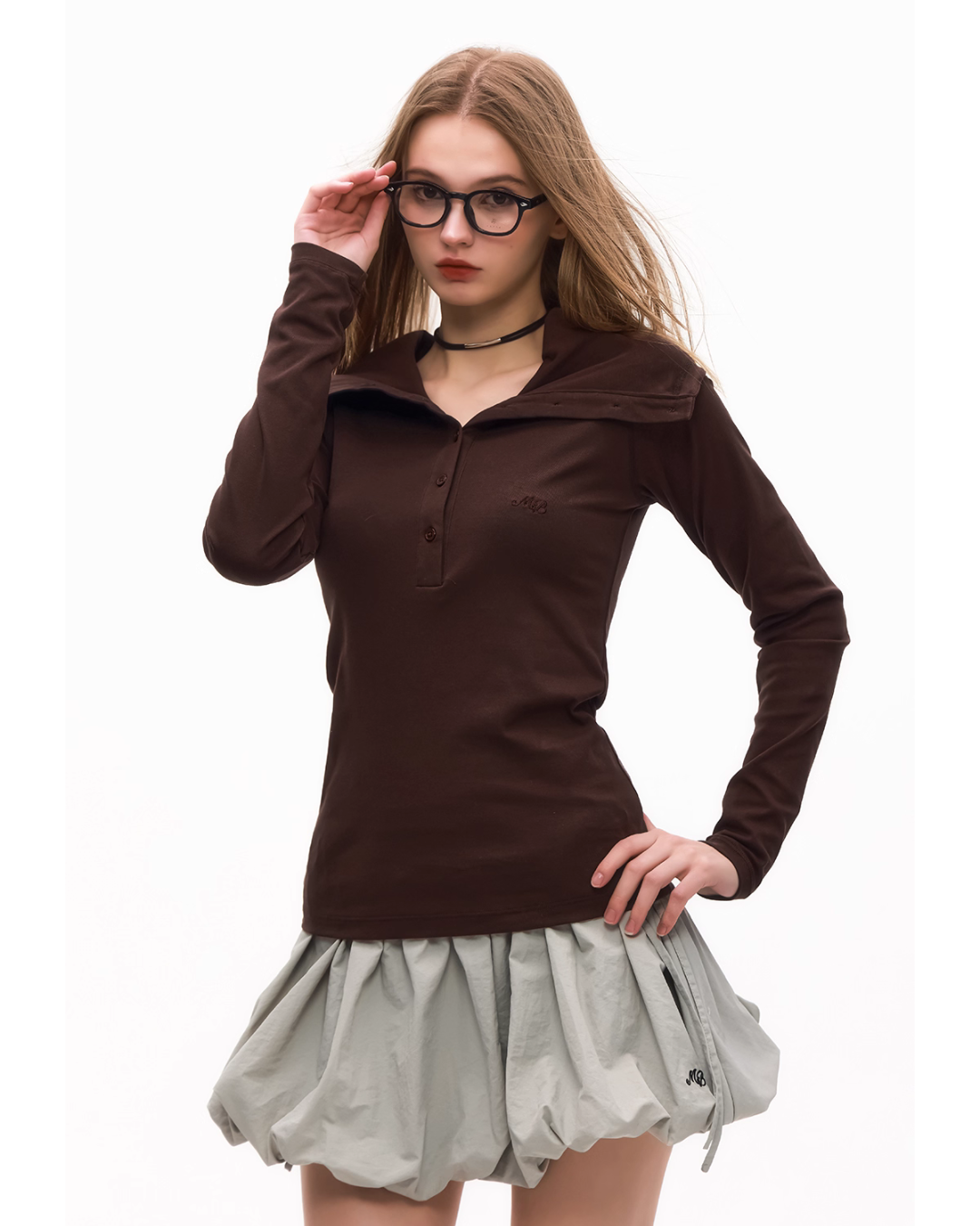 Half Button Long Sleeve Top MDB0003