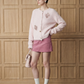 Heart Patch Shaggy Knit Cardigan / Pink Mini Skirt LLA0592