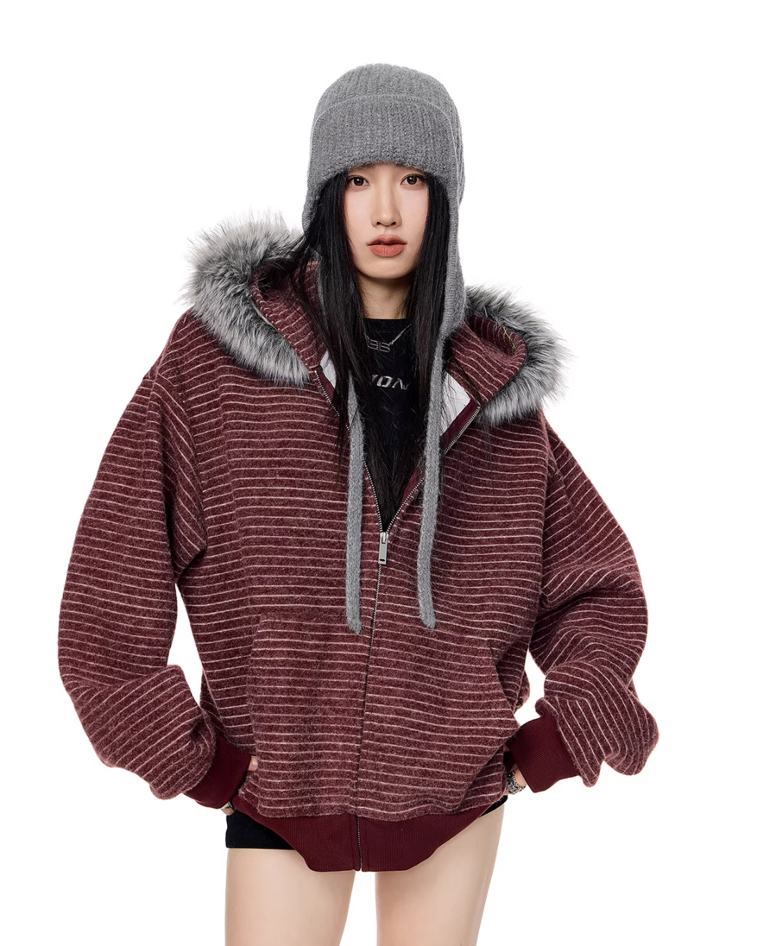 Thin Stripe Zip Hoodie ICM0118