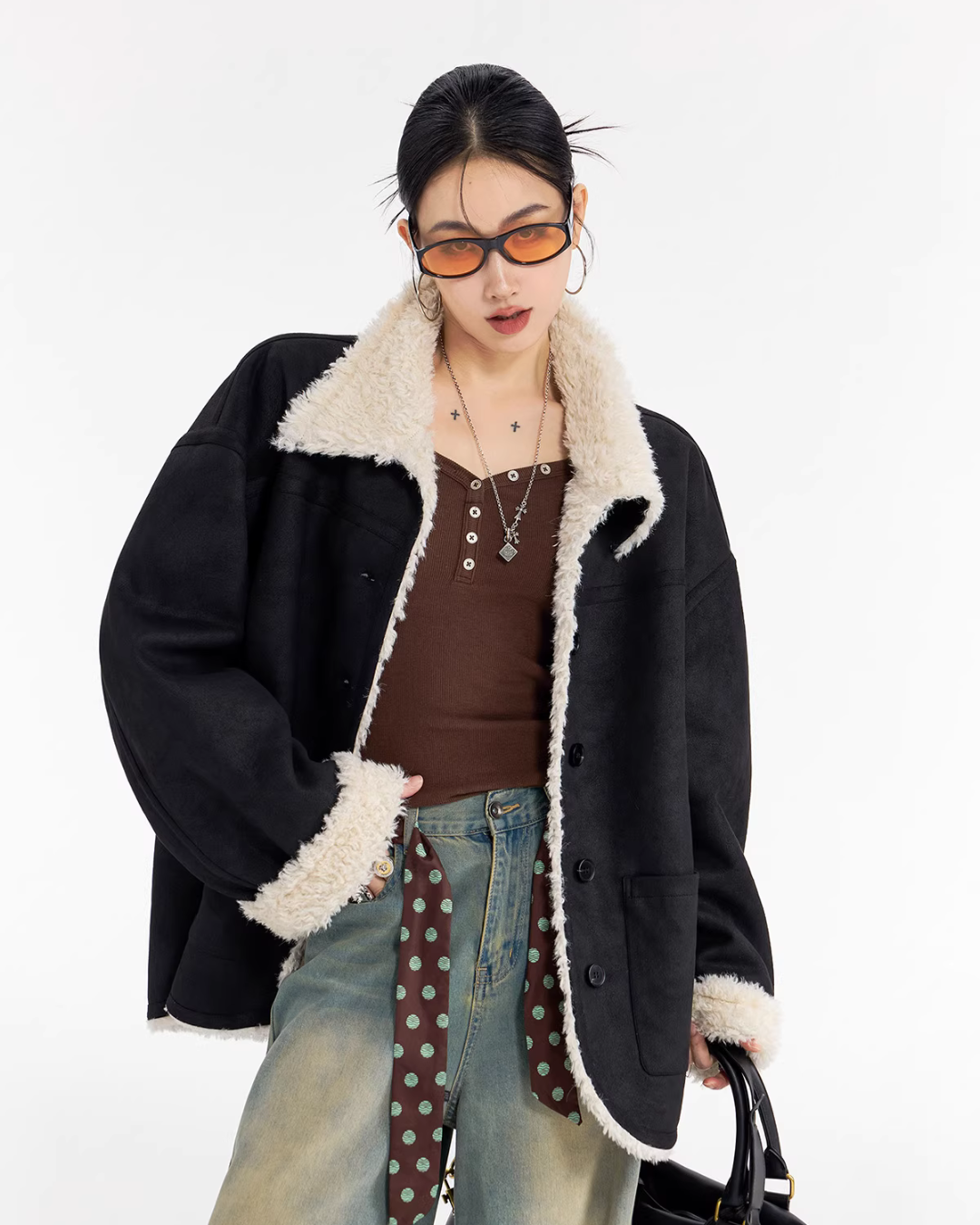 Stand Collar Mouton Coat ICM0106