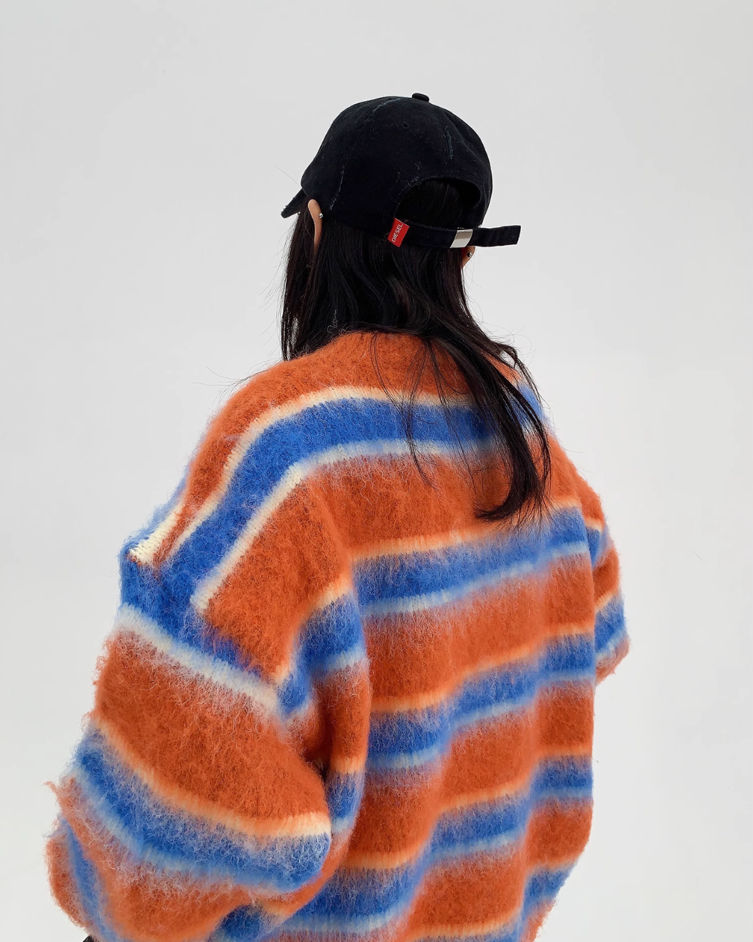 Border Shaggy Knit Tops YLS0713