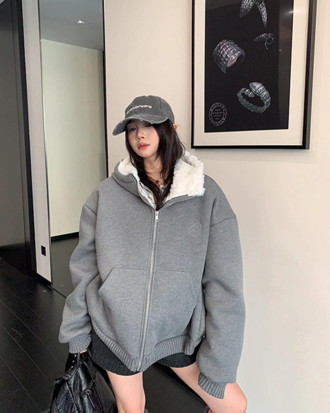 Fleece Lined Knit Hoodie YLS1007