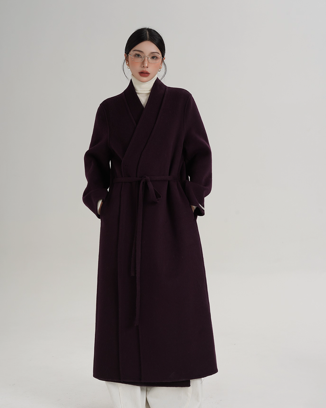 V-Neck Wool Long Coat SRS0387