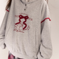 Half Button Ribbon Hood Top ASG0015