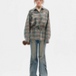 Green Plaid Drawstring Waist Shirt ZZF0360