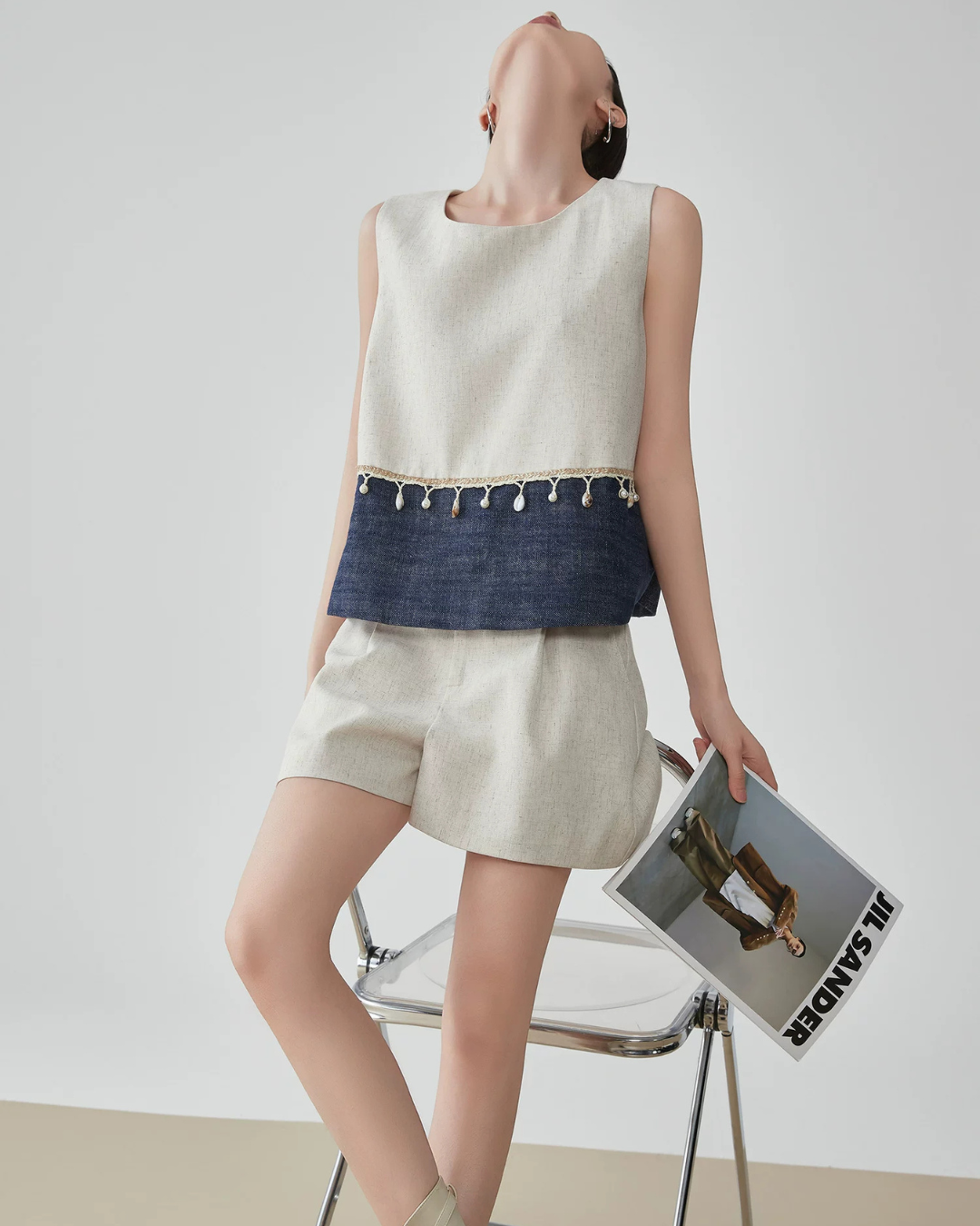 Bejeweled Fringe Sleeveless Top / Half Pants FER0283
