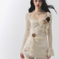 Rose motif lace sleeve dress LAS0025